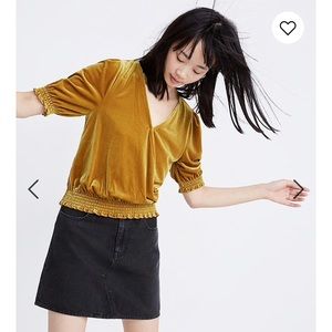 Madewell Velvet Smocked Crossover Top